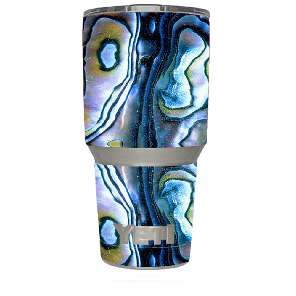 Abalone Aulon Sea Shells Pattern Crystal 30oz Yeti Rambler Tumbler Skin - Stylish Insulated Cup Cover for Beach Vacations, Outdoor Adventures & Gift Giving