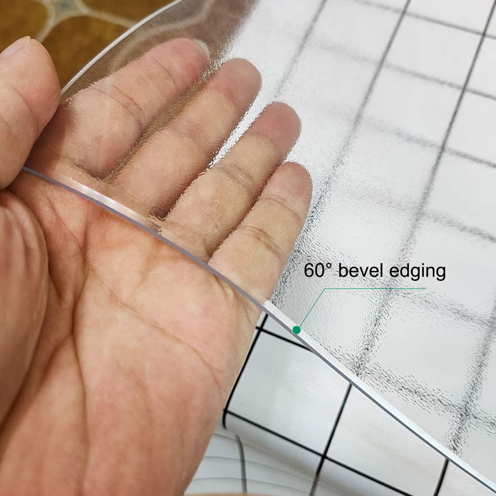 Frosted Clear PVC Table Cover Protector - 2mm Thick Transparent Tablecloth with 60° Bevel Edging - Waterproof & Scratch-Resistant for Writing Desk, Coffee Table, Countertop (90x170cm/35x67in) - Perfect for Home, Office & Restaurant Use