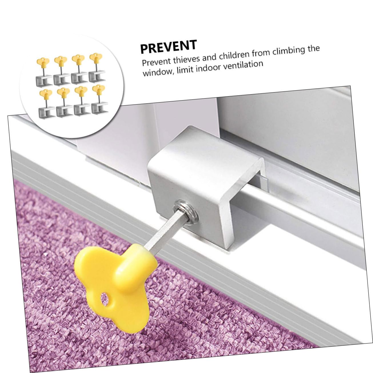 WOONEKY 8pcs Sliding Window Security Locks - Aluminum Alloy Child Safety Locks for Windows | No Drilling Required | Perfect for Home Security & Childproofing