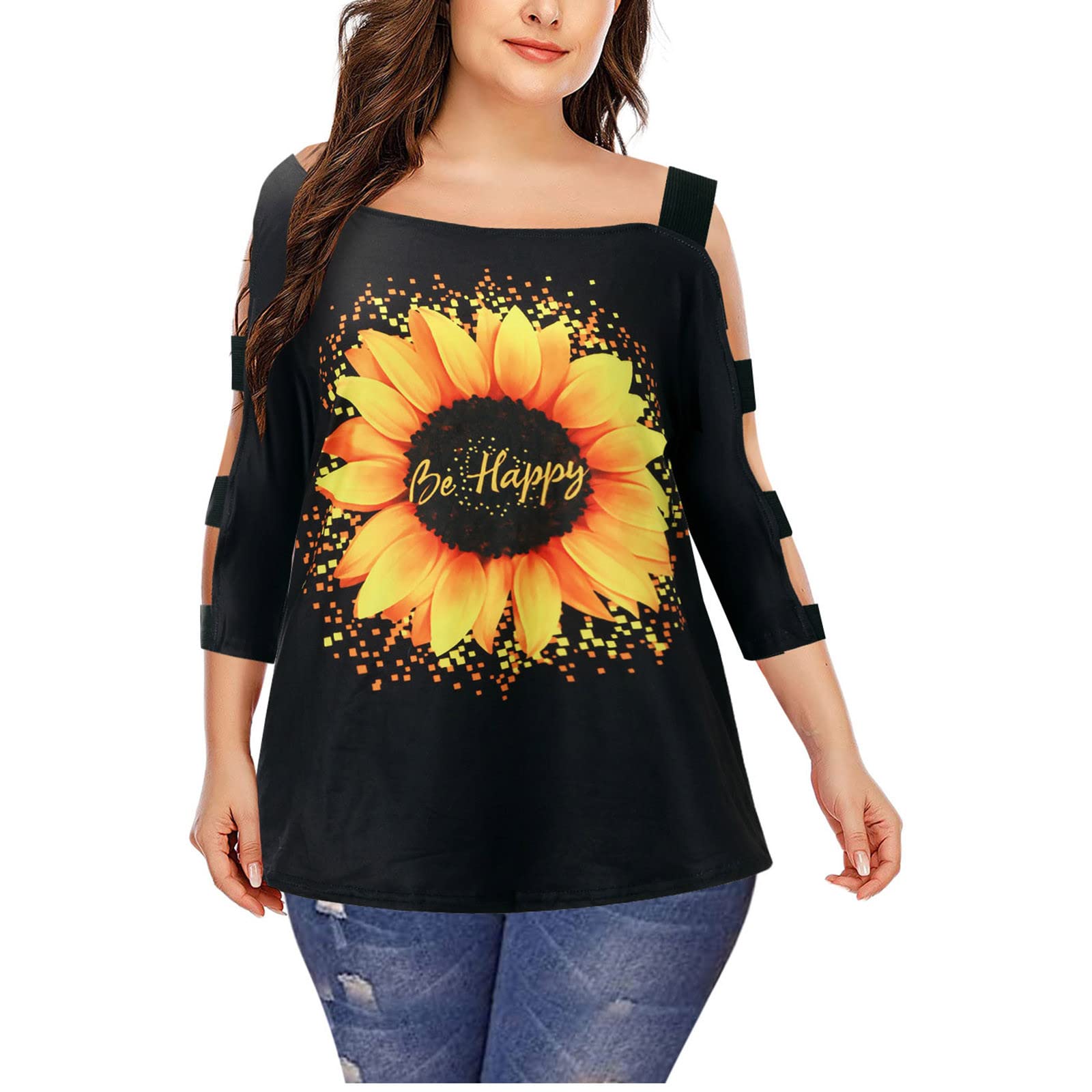 **Women's Plus Size Floral Short Sleeve T-Shirt – Casual Blouse for Daily Wear, Home & Outfits – Trendy Floral Print Tee for Women**