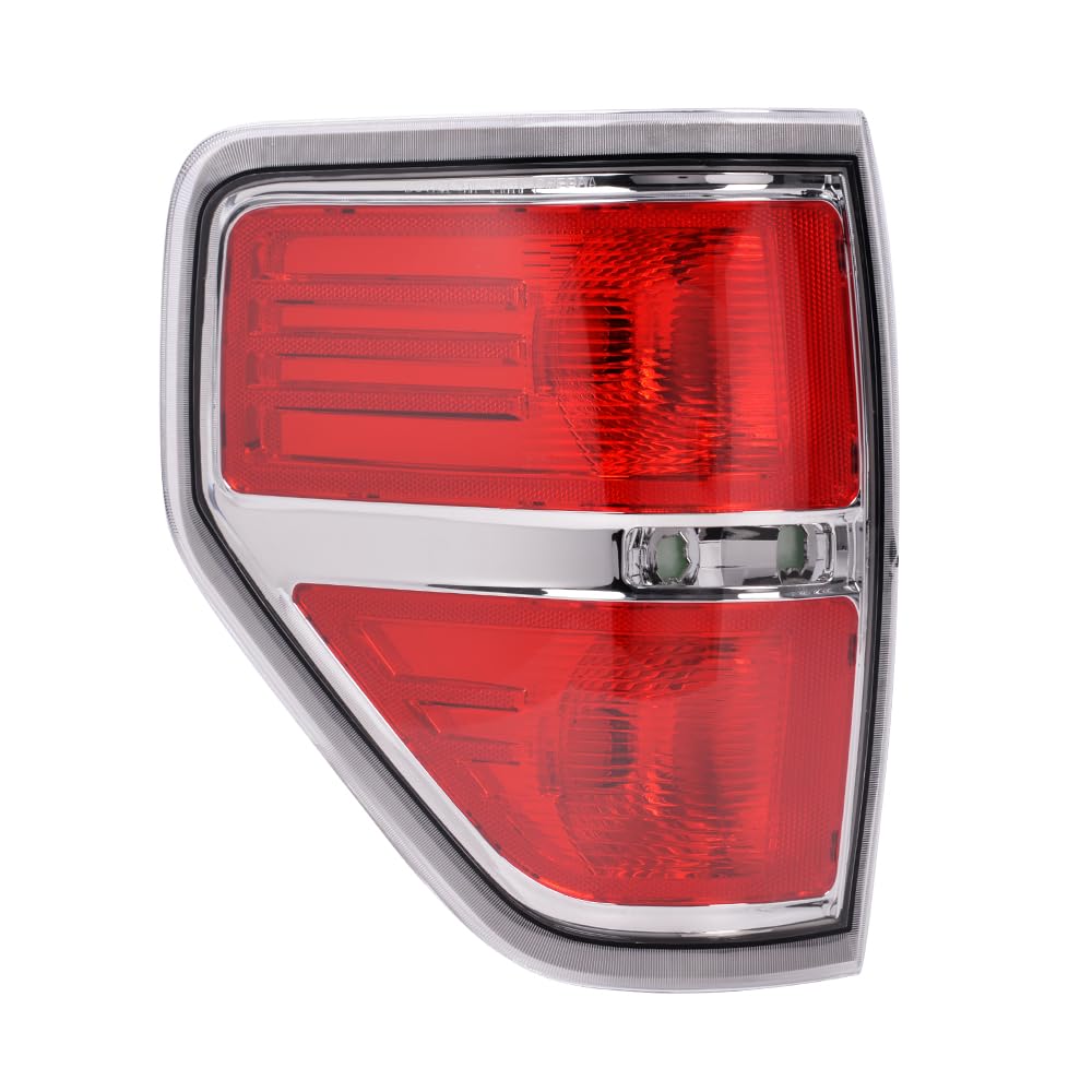 PIT66 LED Tail Lights for 2009-2014 Ford F150 (Excluding Flareside Models) - Chrome Trim Rear Brake Lamps Compatible with 2 Door Regular Cab/4 Door Extra Cab/4 Door Crew Cab - Perfect for Night Driving & Enhanced Vehicle Style