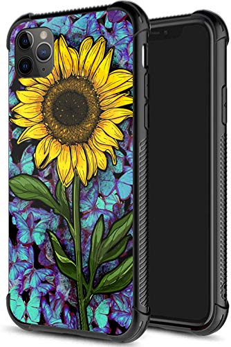 DAHAOGUO iPhone 11 Pro Max Case - Sunflower Butterfly Pattern Slim Luxury Cover for Women | Durable Anti-Scratch Protection | Stylish Back Cover for iPhone 11 Pro Max | Perfect for Daily Use, Work & Travel