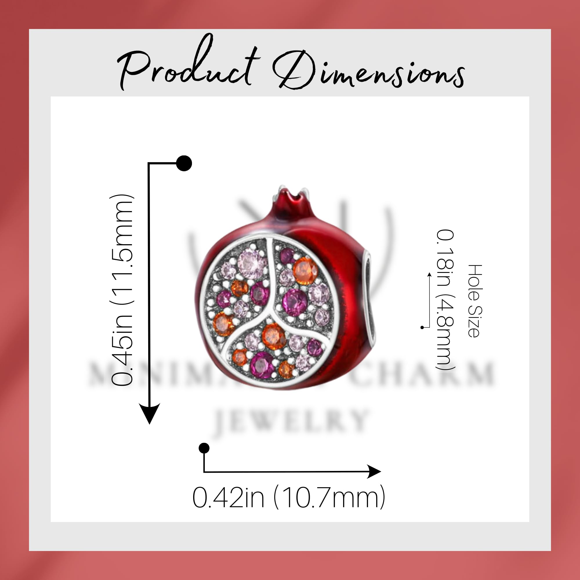 925 Sterling Silver Pomegranate Charm Bracelet - Perfect Gift for Mother's Day & Birthdays