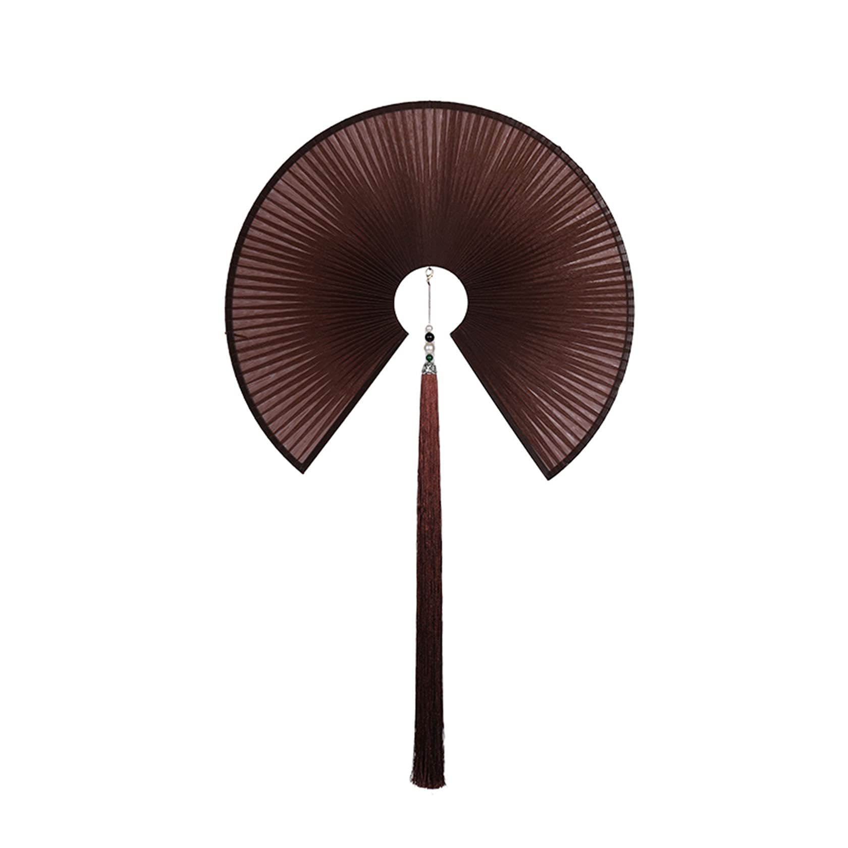Chinese Style Iron Hanging Fan Decoration - 40x75cm Brown Wall Hanging for Home Decor, Wedding, Party & Asian-Themed Events