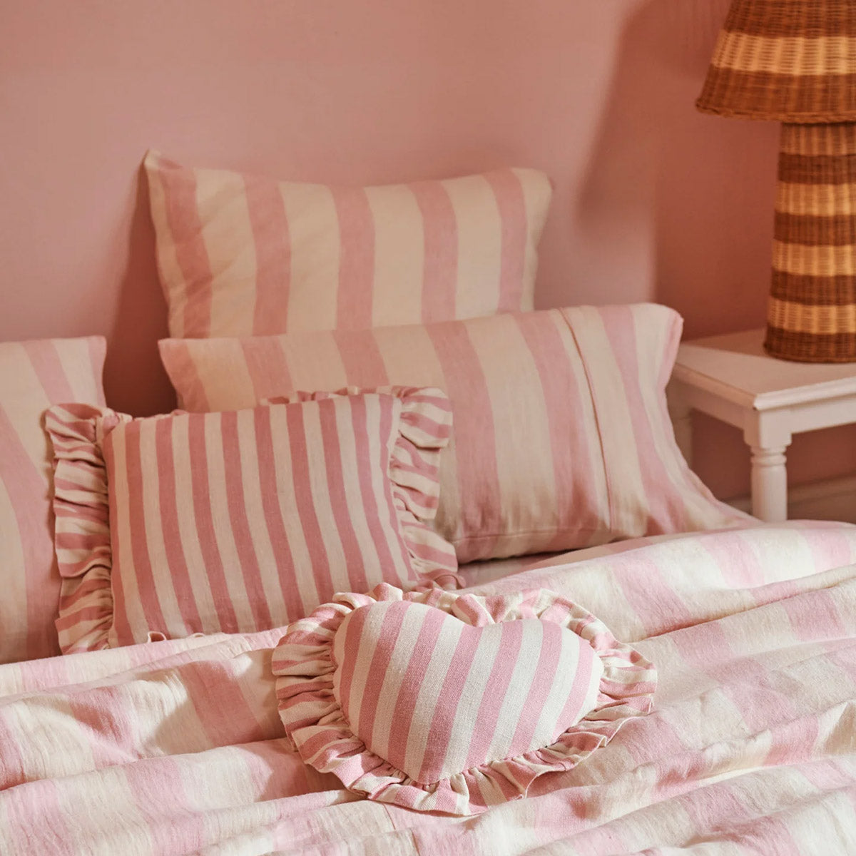 Candy Stripe Linen Pillowcases - Soft Breathable Bedding Set of 2 for Home Decor & Guest Room Styling