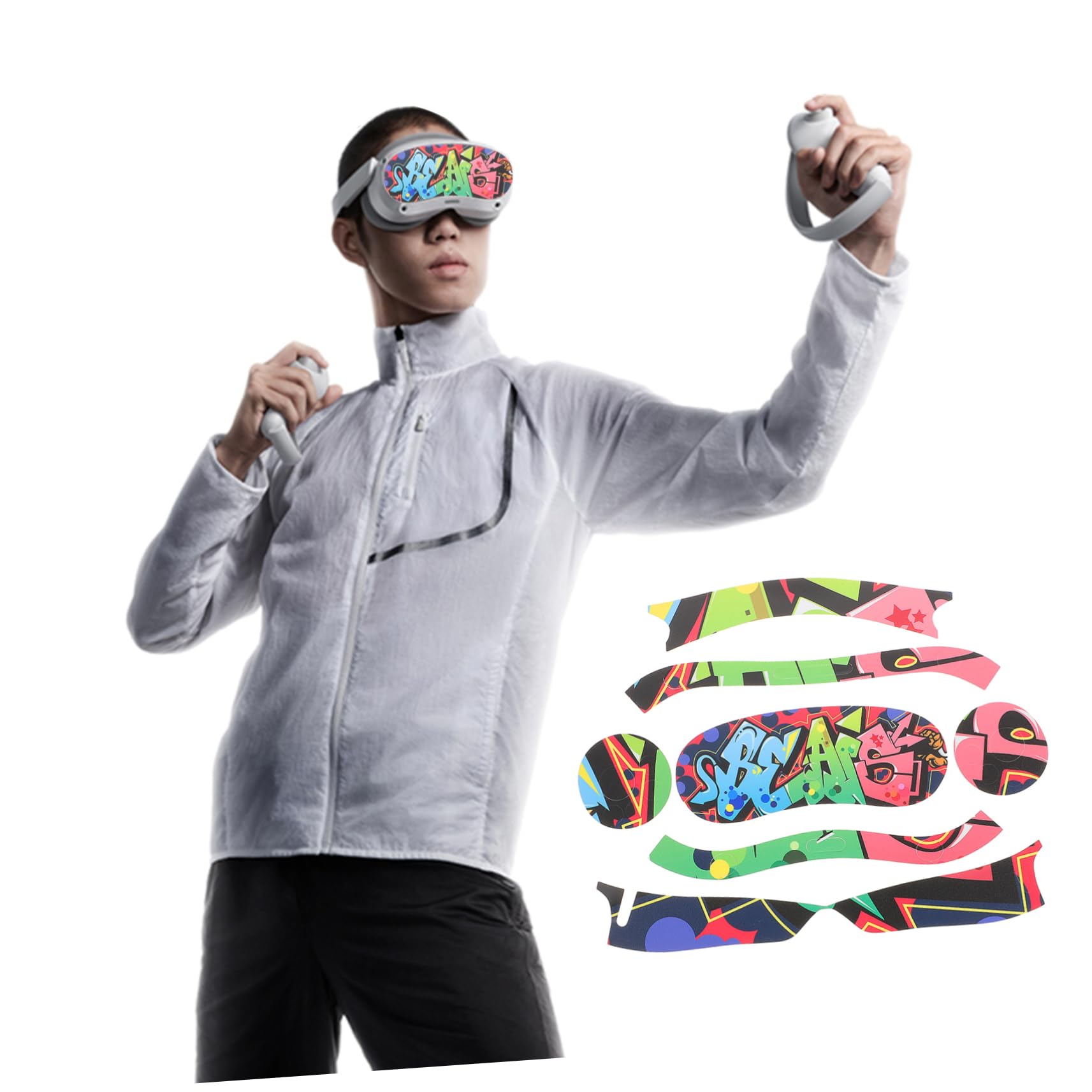 TINEASUR Protective VR Glasses Sticker - 4-Pack PVC Decals for VR Headset & Controller - Easy to Apply - Perfect for VR Gaming, Entertainment & Device Protection