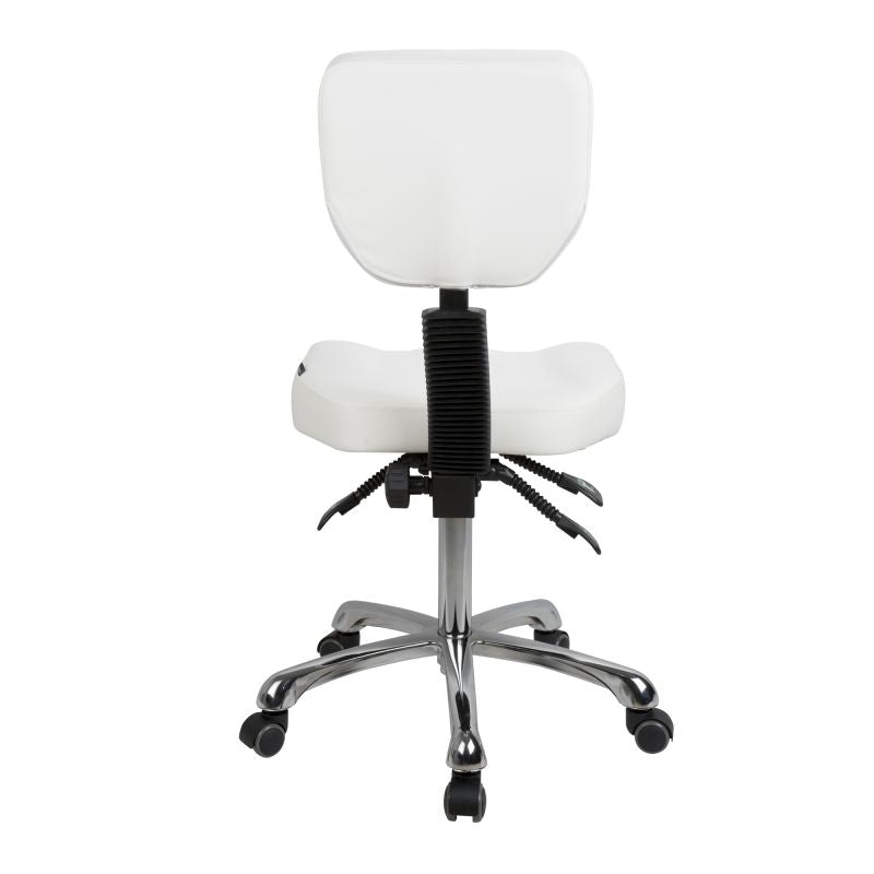 Silverfox Rolling Stool with Backrest 1030 - Adjustable Height Rolling Office Chair with Wheels & Lumbar Support - Perfect for Salon, Tattoo Studio, Medical Clinic & Home Office Use