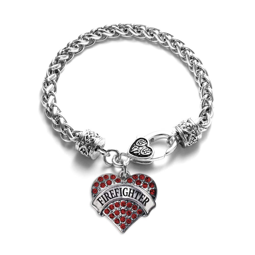 Inspired Silver - Sterling Silver Pave Heart Charm Bracelet with Cubic Zirconia for Women, Dainty Adjustable Jewelry Gift for Valentine's Day, Anniversary or Birthday - Perfect for Romantic Dates & Special Occasions