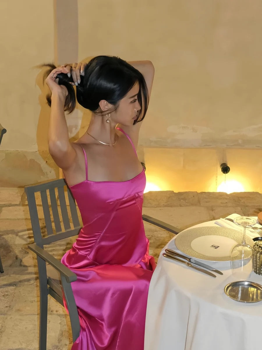 Elegant Hot Pink A-Line Satin Long Prom Dress J3185 - Formal Evening Gown for Homecoming, Quinceañera & Special Occasions
