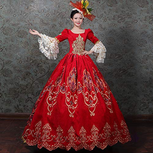 Victorian Renaissance Queen Dress for Women - Elegant Long Rococo Masquerade Ball Gown | Perfect for Costume Parties, Historical Reenactments & Themed Events