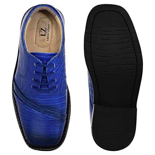 LIBERTYZENO Boys Lizard Print Genuine Leather Oxford Dress Shoes - Kids & Toddlers Lace Up Formal Shoes for Easter, Church, Wedding & Special Occasions