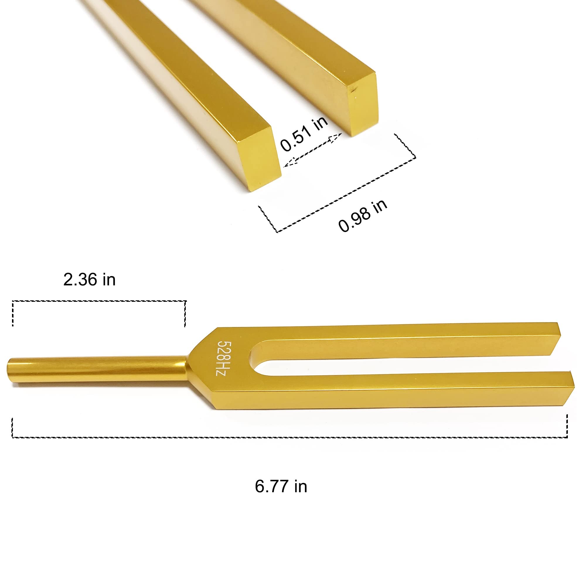 528Hz Tuning Forks Set for DNA Repair & Sound Healing Therapy - 5 Pack Golden Forks with Black Silicone Hammer - Perfect for Meditation, Energy Work & Chakra Balancing