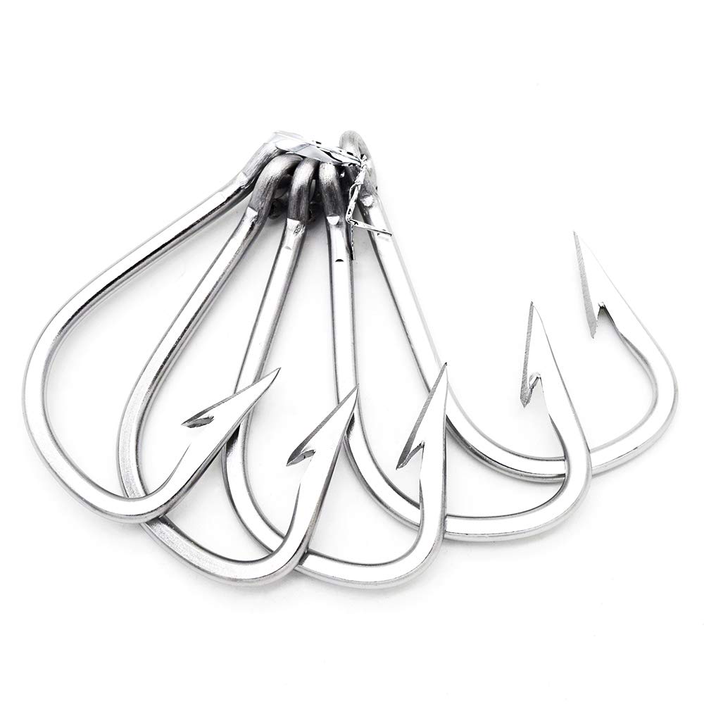 Extra Strong Stainless Steel Saltwater Fishing Hooks for Large Giant Shark, Tuna and Catfish - Heavy Duty Ocean Fishing Gear for Deep Sea & Offshore Angling