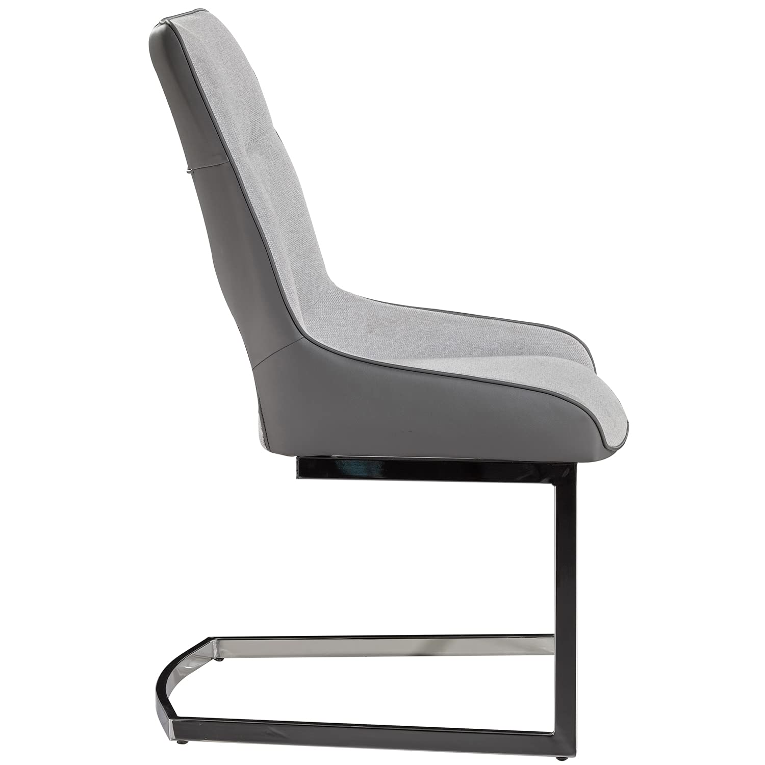 Premium Gray Leather Dining Chairs with Metal Frame - Set of 2 Modern Kitchen Chairs for Dining Room, Restaurant & Home Decor