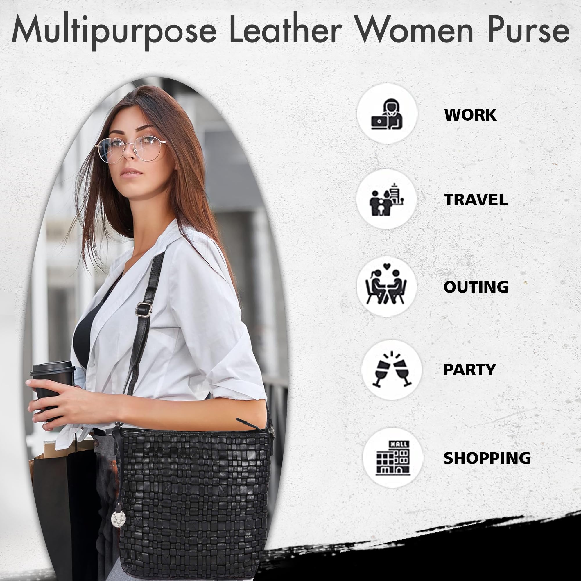 Genuine Leather Crossbody Sling Bag for Women - Adjustable Strap Trendy Casual Purse & Office Shoulder Bag | Perfect for Work, Travel & Everyday Use