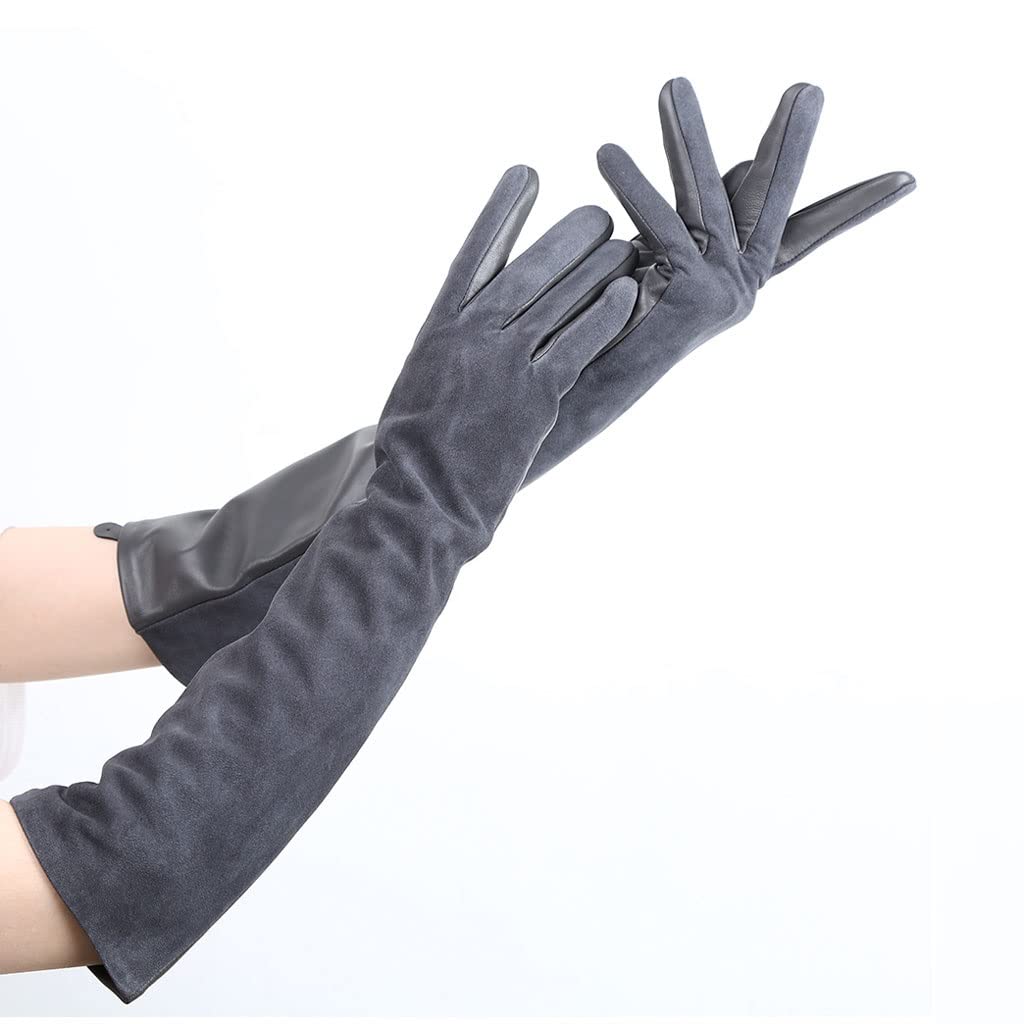 Premium Women's Sheepskin Leather Gloves - Soft & Warm Winter Gloves for Women, Long Cuff Design (Color: A, Size 6.5) | Perfect for Cold Weather, Outdoor Activities & Fashion Accessories