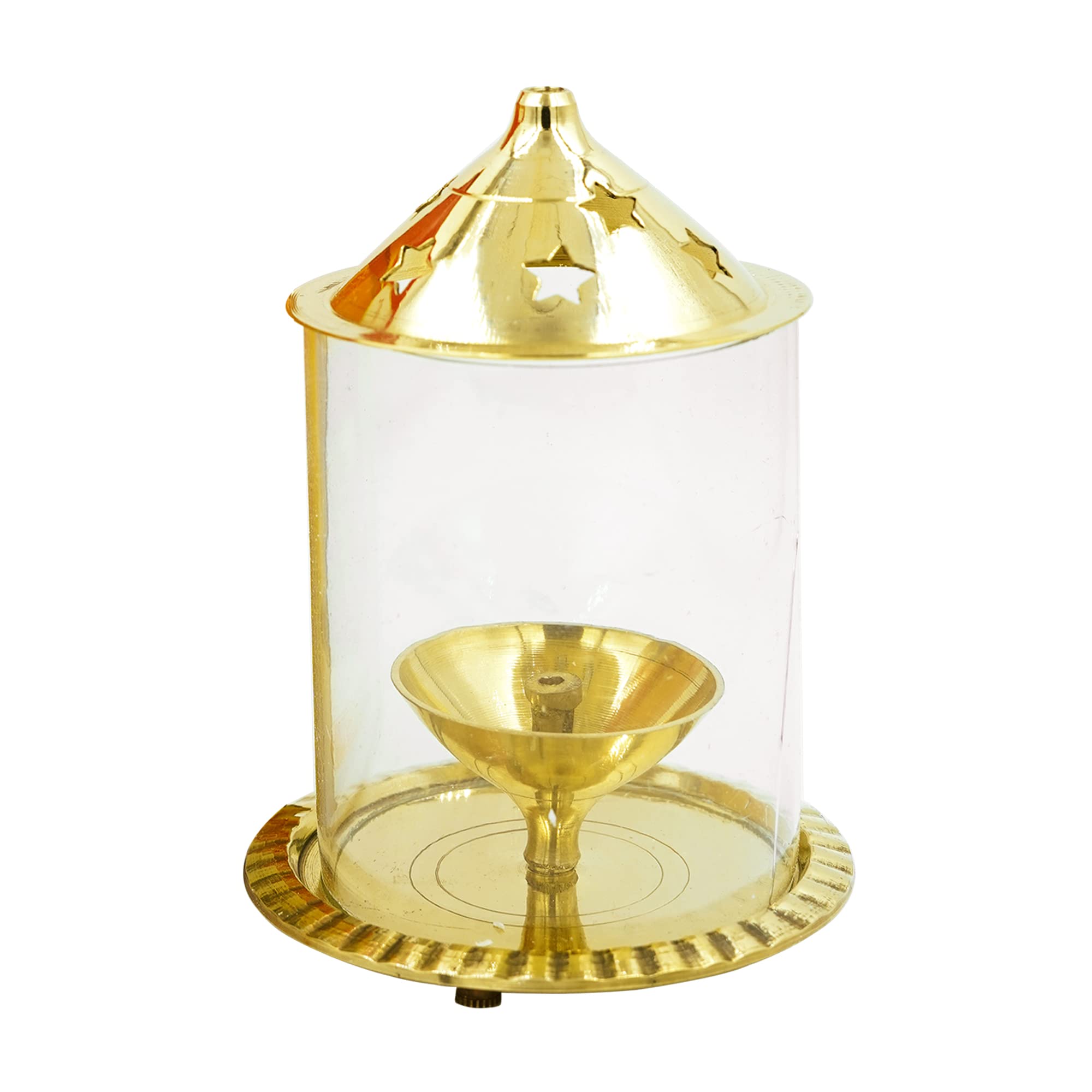 Shubhkart Udipi Puja Oil Lamp - Traditional Indian Brass & Glass Diya for Hindu Worship, Prayer & Home Decor | Perfect for Diwali, Pooja Rituals & Spiritual Ceremonies