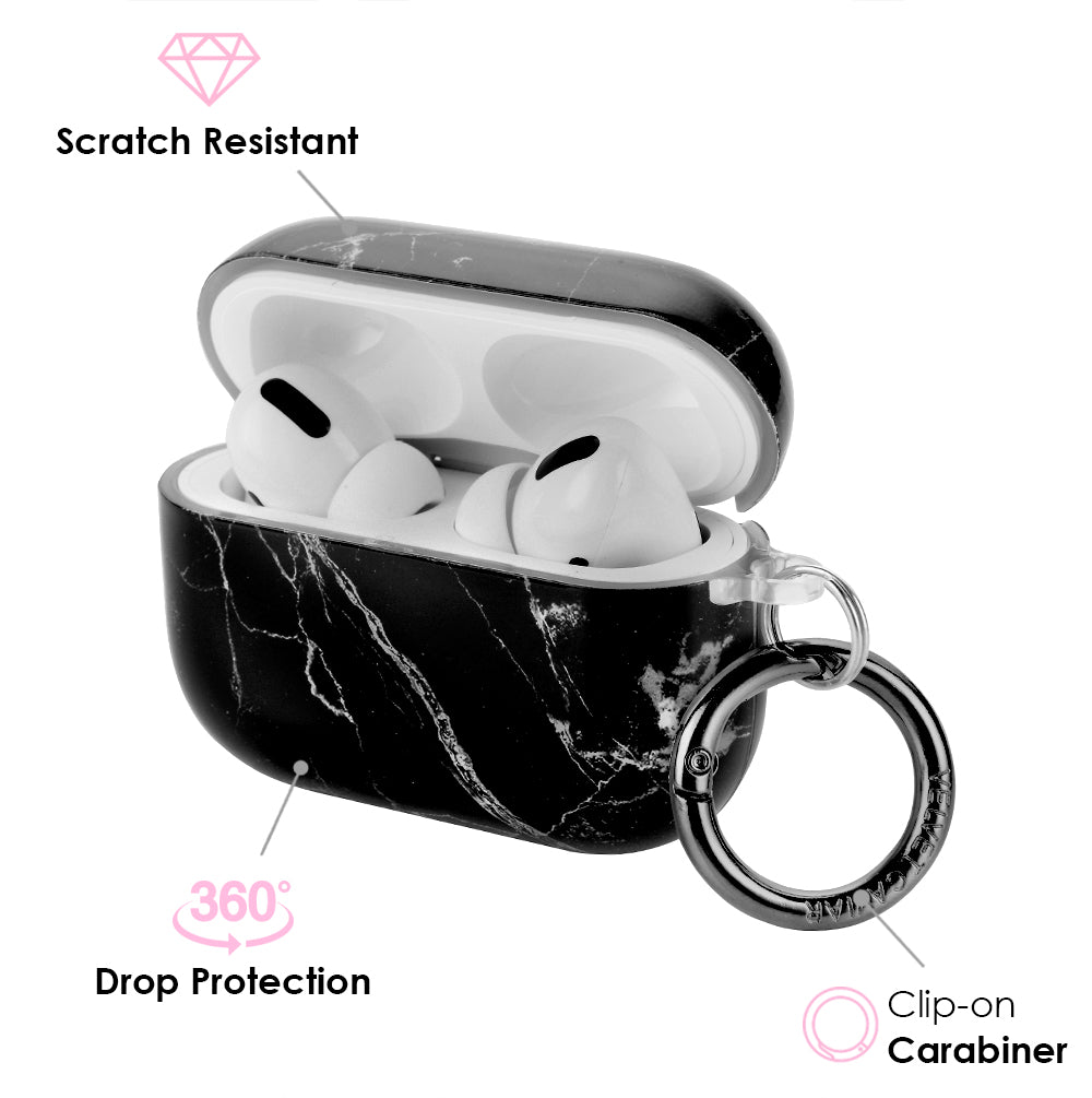 Premium Black Marble AirPods Case - Stylish Protective Cover for AirPods 1/2/3 & Pro - Perfect for Travel, Work & Everyday Use