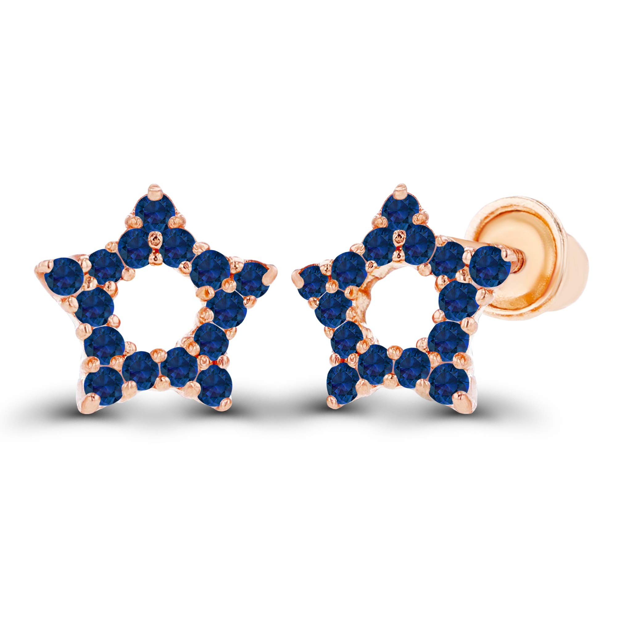 14K Gold 7mm Natural Birthstone Star Screwback Stud Earrings for Women - 1mm Genuine Birthstone - Hypoallergenic Luxury Jewelry - Perfect for Birthdays, Anniversaries & Everyday Elegance