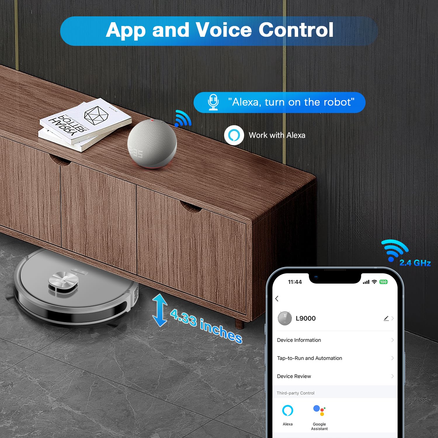 Tikom L9000 Robot Vacuum and Mop with LiDAR Navigation, 4000Pa Suction, Smart Mapping, 150Min Runtime - Ideal for Pet Hair, Carpets & Hard Floors - Perfect for Home Cleaning, Office Spaces & Large Areas