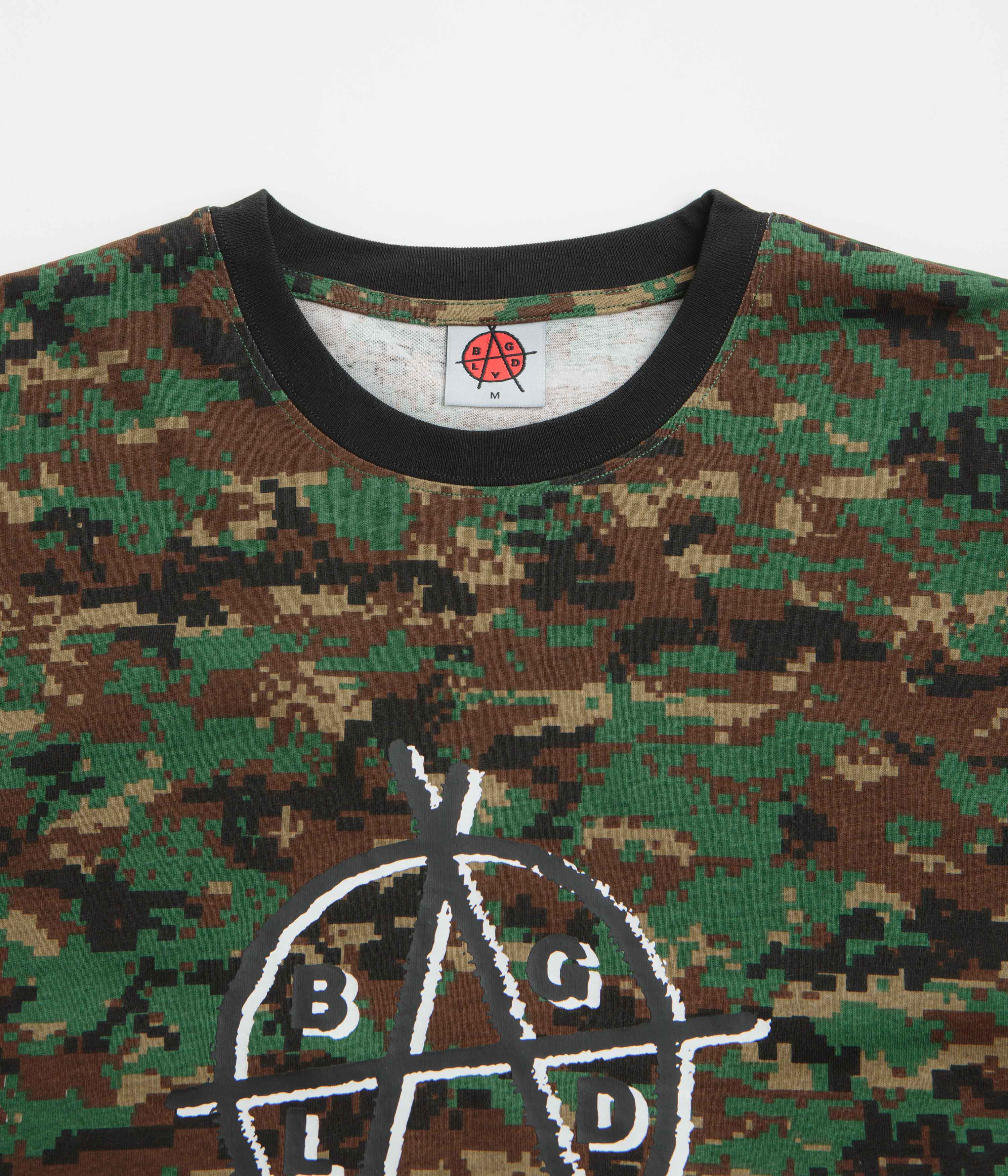 Baglady Bagarchy Ringer T-Shirt - Digital Camo Print Vintage Style Tee for Women | Casual Wear, Music Festivals & Street Fashion