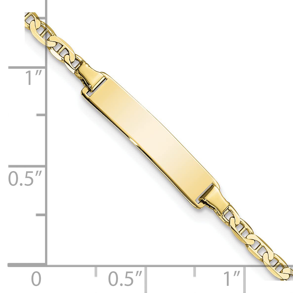 Avariah 10k Solid Yellow Gold Flat Anchor Link ID Bracelet - 7 Inch Adjustable for Women & Men - Perfect for Everyday Wear, Gifts & Special Occasions
