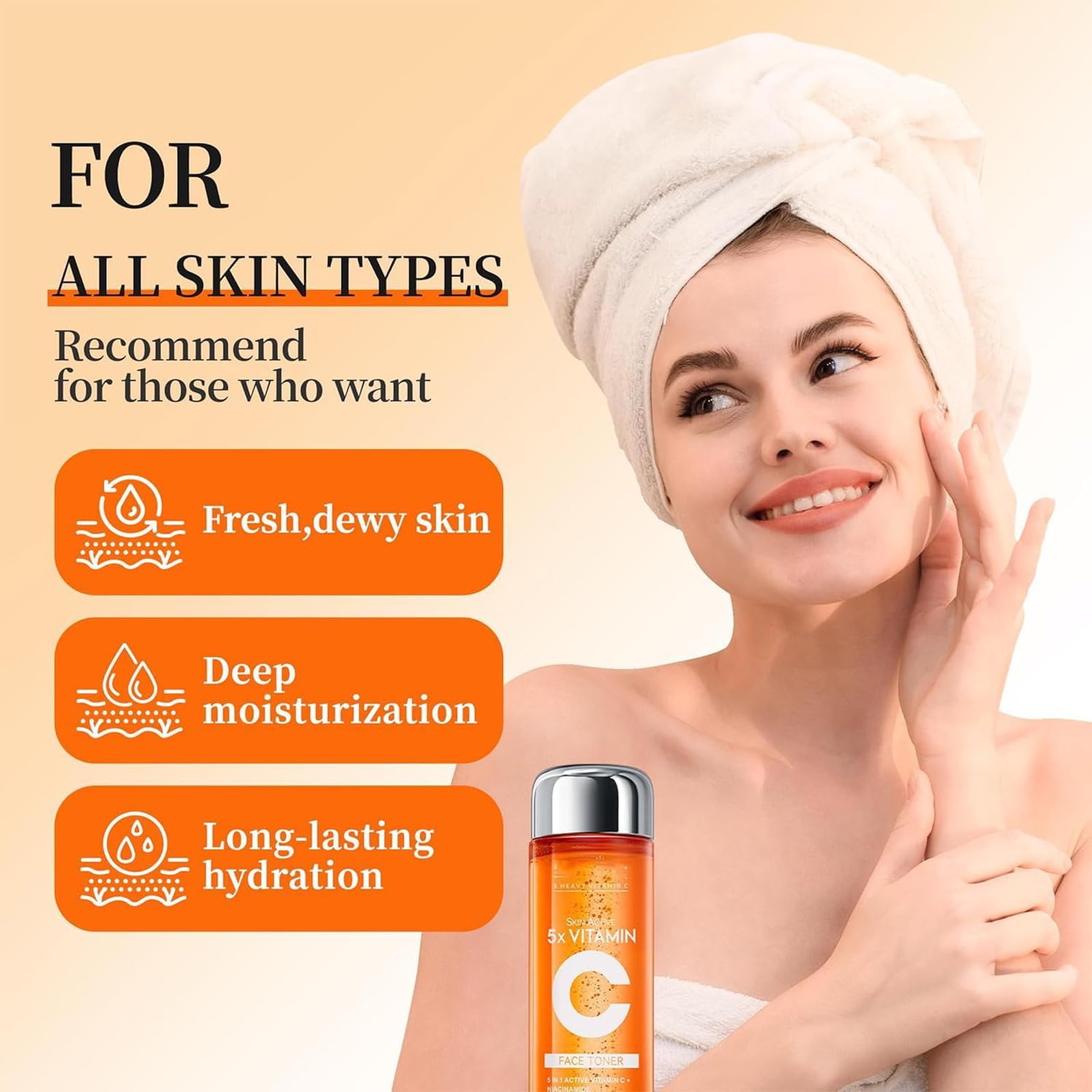**5X Vitamin C Face Toner for Brightening & Moisturizing - Whitening, Firming & Hydrating Facial Toner with Vitamin C Serum - Glow Boosting Lotion for Day & Night Skincare Routine (1pc)**