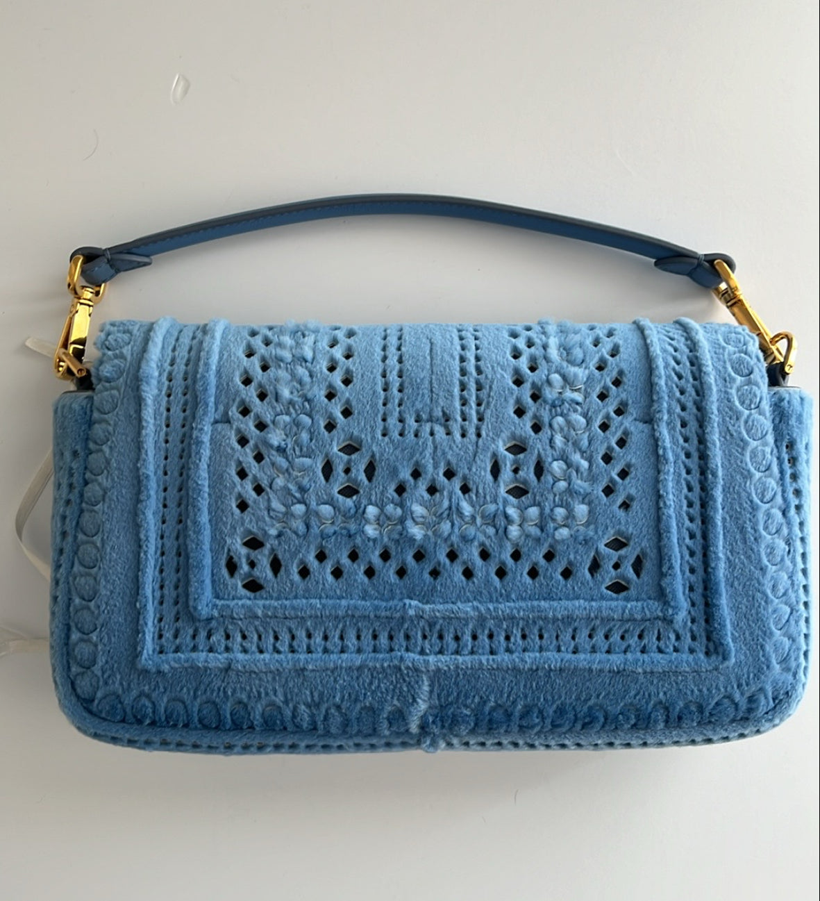 Fendi Laser Cut Mink Baguette Bag - Luxury Designer Crossbody Purse for Women | Perfect for Evening Parties, Date Nights & Special Occasions