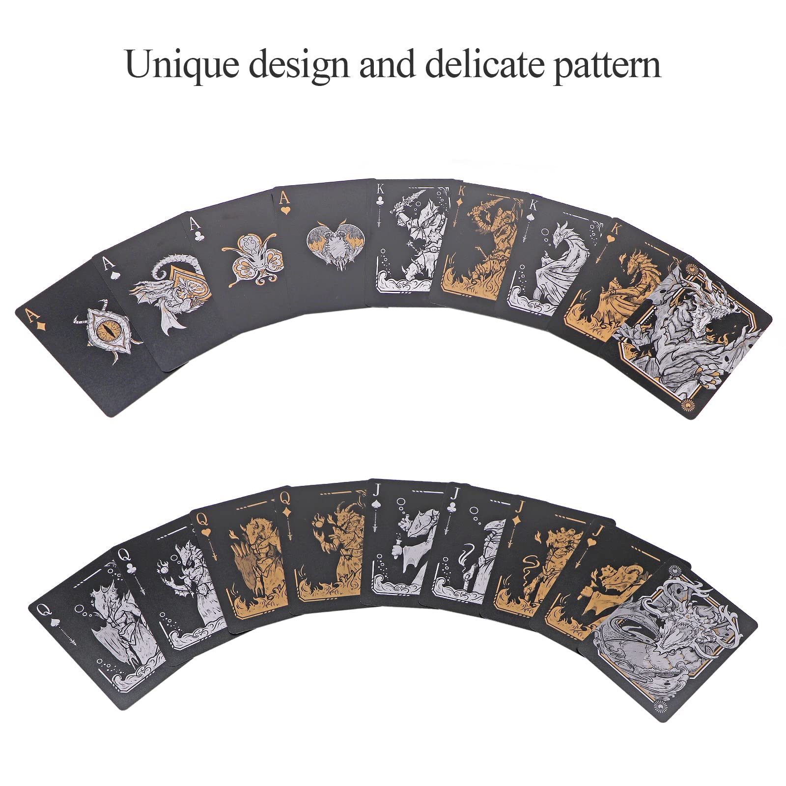Premium WJPC Plastic Playing Cards - Waterproof, Easy Shuffle, Black Dragon Design | Durable Poker Cards for Casino Games, Magic Tricks & Party Entertainment | Ideal for Poker Nights, Cardistry & Travel