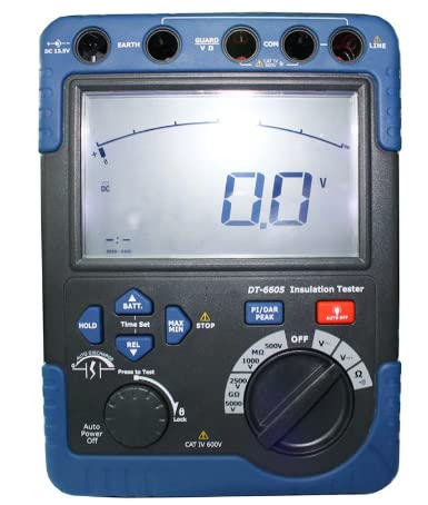 DT-6605 High Voltage Insulation Resistance Tester - 5000V Digital Megohmmeter with LCD Display | Accurate Insulation Meter for Electrical Equipment Testing | Ideal for Industrial, HVAC & Solar Panel Maintenance