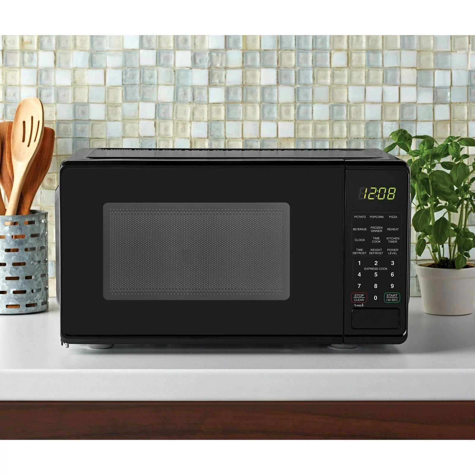 0.7 cu. ft. Compact Microwave Oven - Countertop, Black/White/Red - OEM | Perfect for Small Kitchens, Dorms & Offices