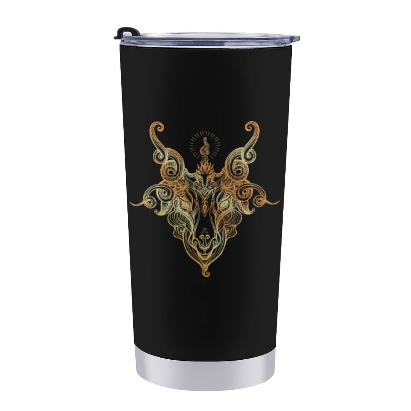 Baphomet Stainless Steel Travel Mug - 18oz Vacuum Insulated Coffee Cup with Lid, Durable Car Cup for Hot & Cold Drinks - Gothic Demon Goat Design Coffee Mug for Office, Commute & Outdoor Adventures