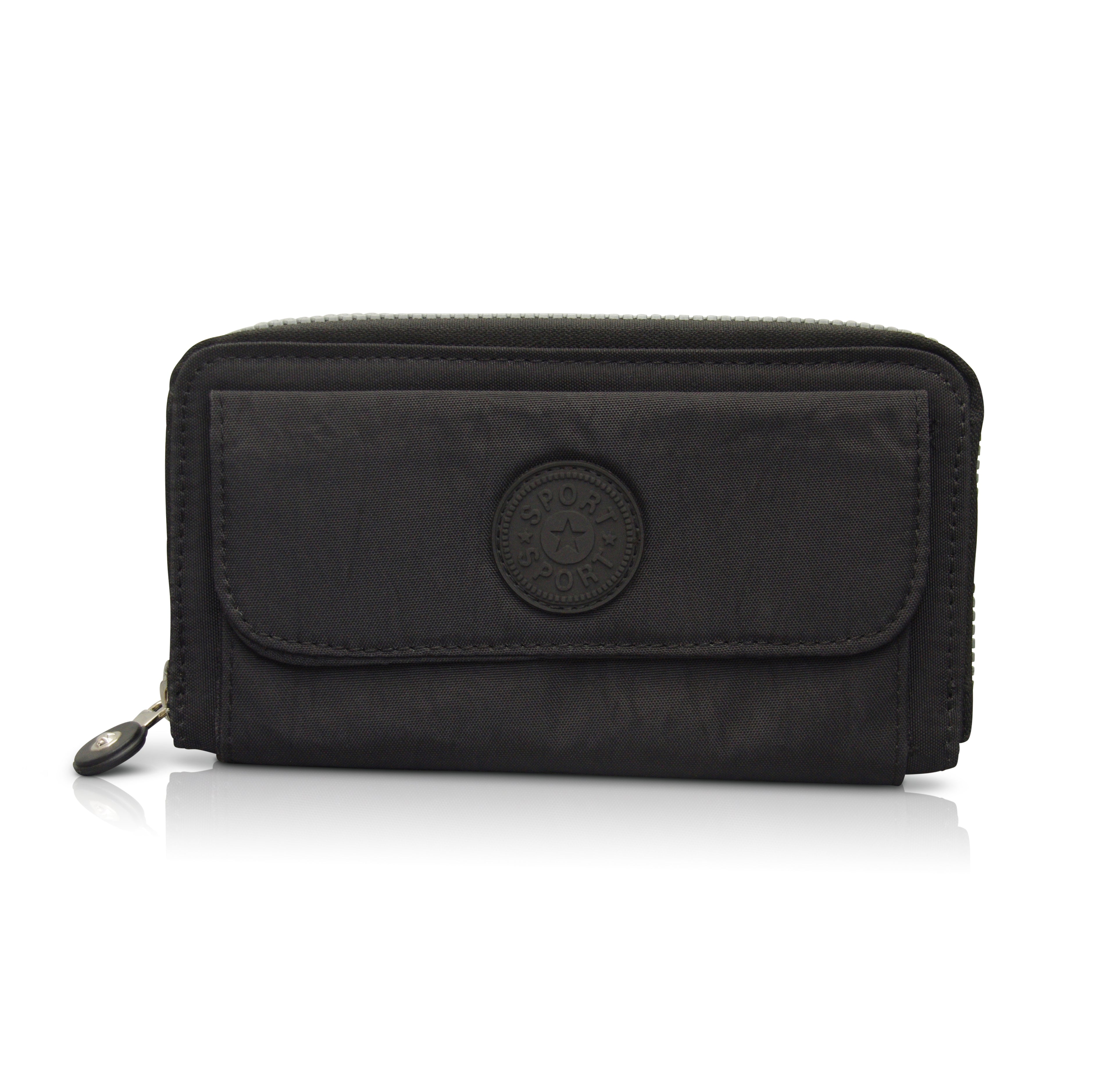 Cienna KP19008 Large Zip Wallet with Phone Pouch - Black RFID Blocking Womens Wallet for Travel, Shopping & Everyday Use