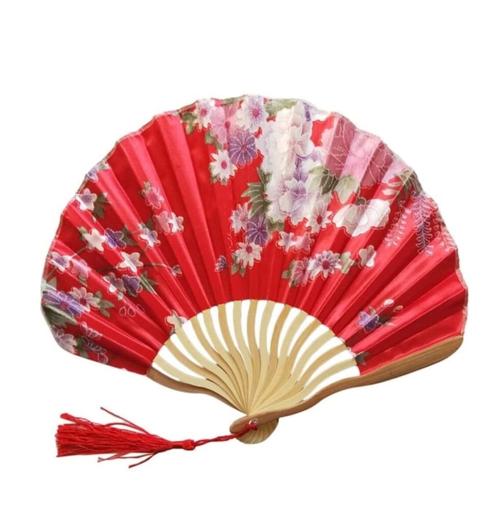 Chinese Style Silk Bamboo Folding Hand Fan - Vintage Wedding Gift, Church Ceremony Decoration, Home Décor Accessory | Perfect for Weddings, Parties & Asian-Themed Events (Color: Green)