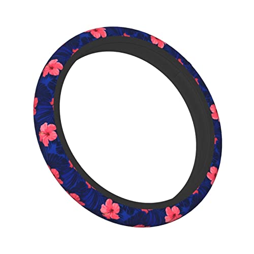 Navy Hawaiian Tropical Flowers And Palm Leaves