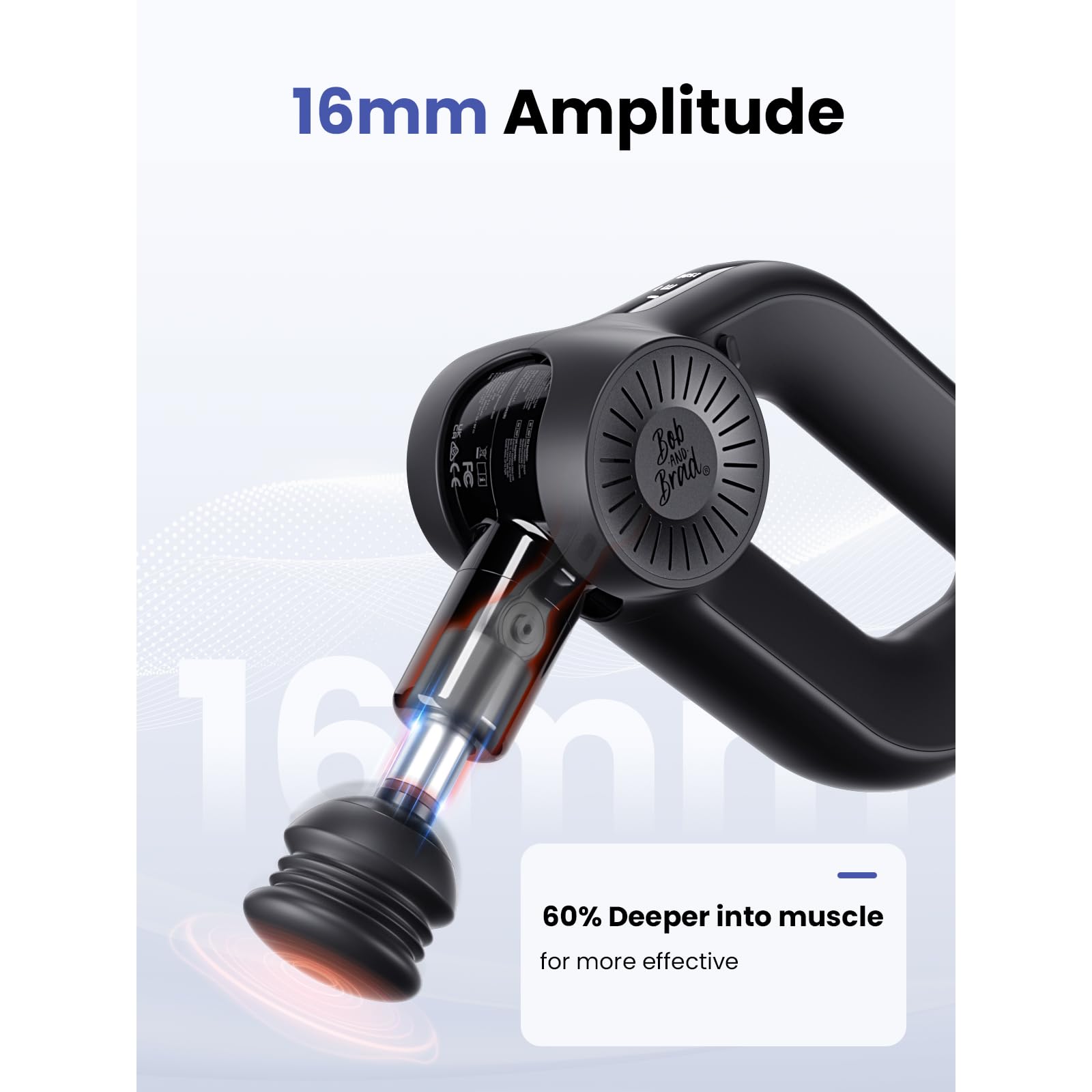 BOB AND BRAD D6 Pro Deep Tissue Massage Gun - 16mm Amplitude Percussion Therapy Device, Professional Muscle Massager for Athletes & Recovery, Ultra Quiet Electric Handheld Massager for Men & Women - Perfect for Post-Workout, Back Pain Relief & Relaxation at Home/Gym/Travel
