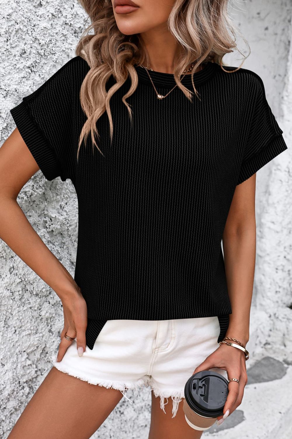 Mandy Striped Round Neck Short Sleeve T-Shirt for Women - Casual Summer Tee for Outfits, Beach & Everyday Wear