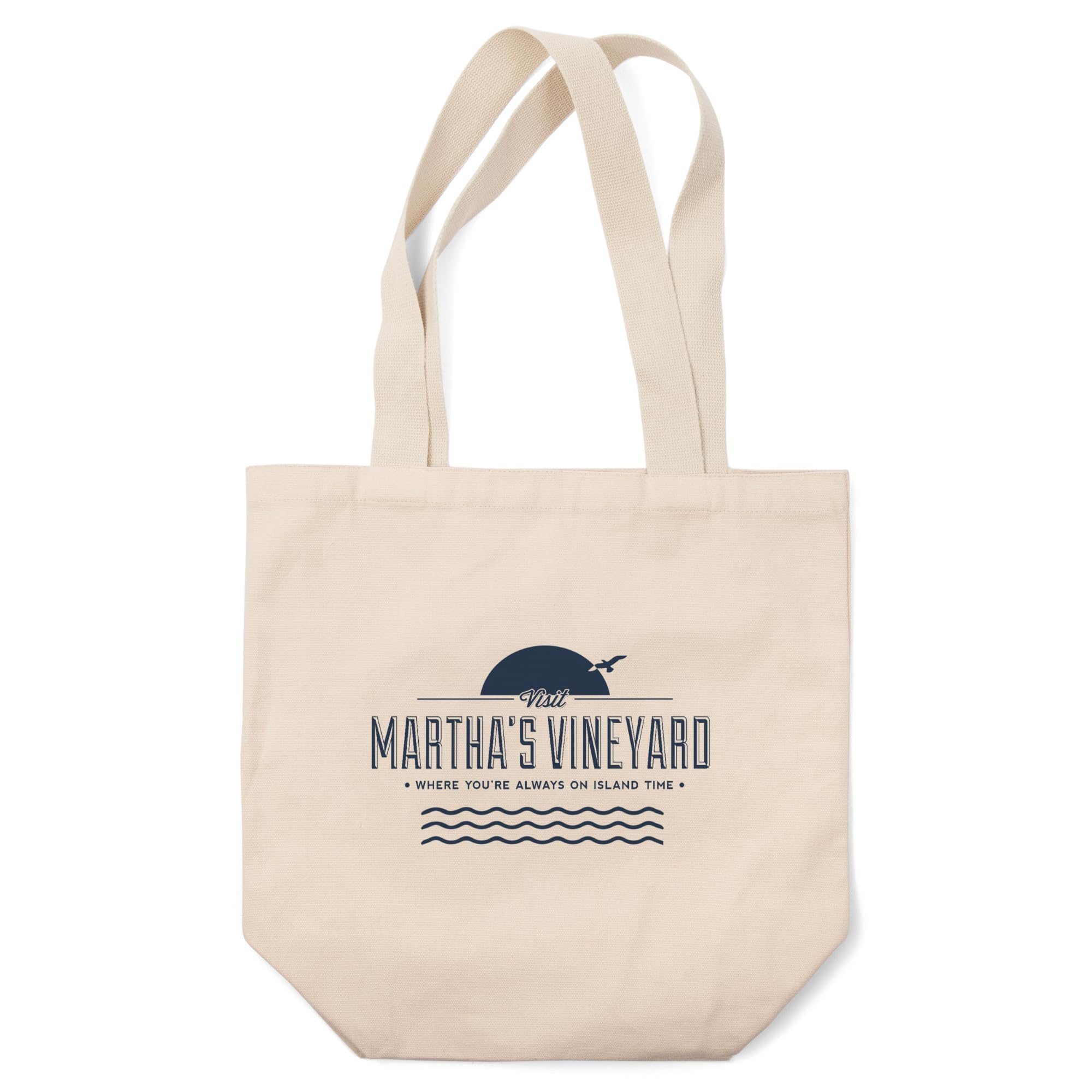 Lantern Press Martha's Vineyard Tote Bag - 100% Cotton Canvas Reusable Shopping Bag with 'Visit Martha's Vineyard' Island Design - Perfect for Beach Trips, Grocery Shopping & Eco-Friendly Lifestyle