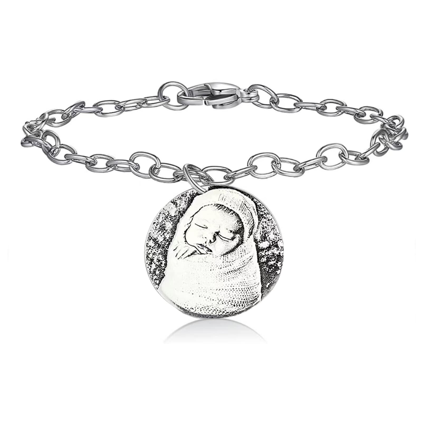 Personalized Heart Photo Bracelet for Women - Custom Engraved Stainless Steel Memory Bracelet - Mother's Day, Birthday, Christmas Gift for Mom, Wife, Daughter - Perfect for Family Keepsakes & Special Occasions