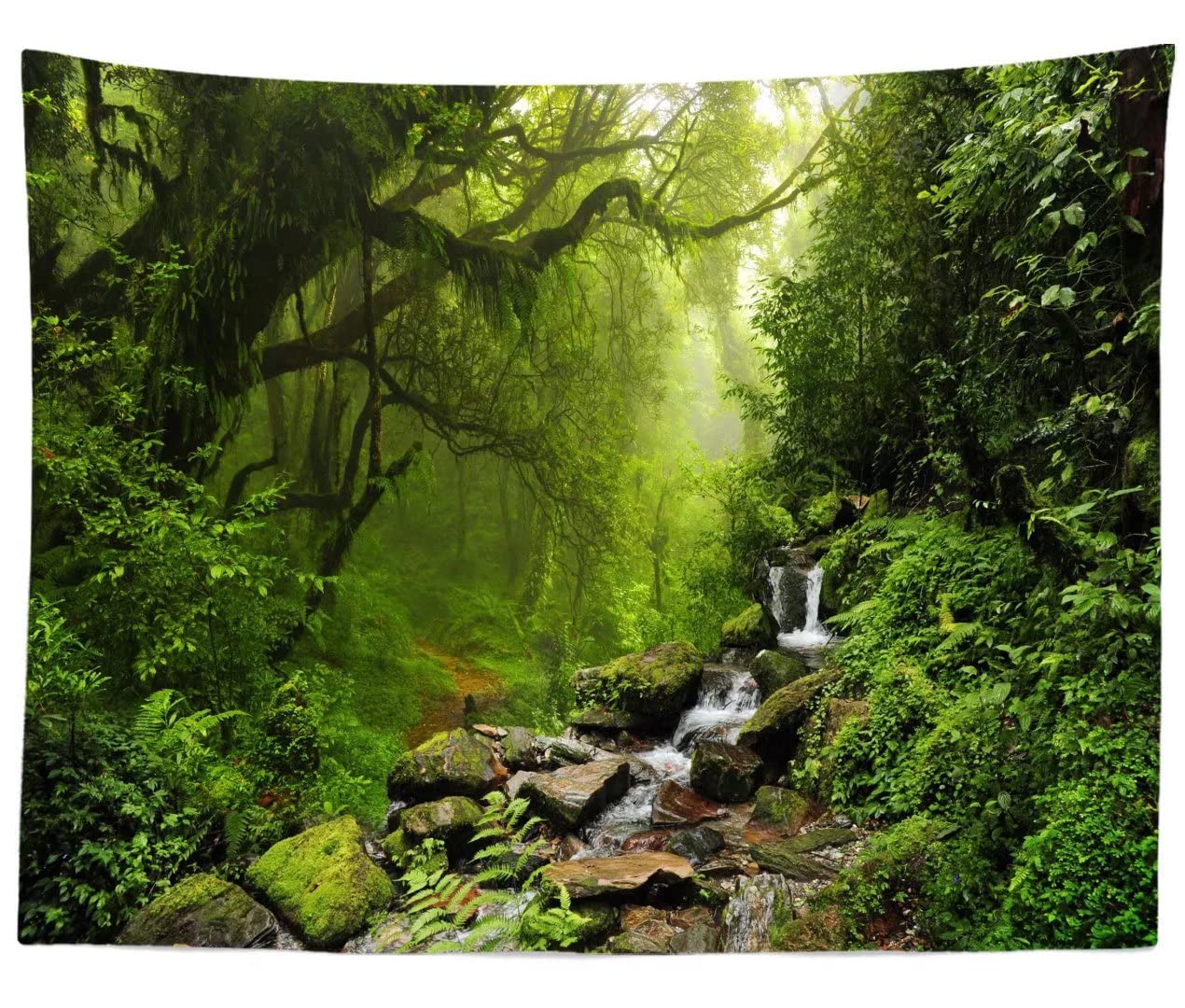 BELECO Misty Forest Tapestry Wall Hanging - Nature Scenery Backdrop with Mountain Stream & Rainforest Design for Bedroom, Living Room, Dorm Decor - Perfect for Meditation Spaces, Yoga Studios & Boho Home Decor