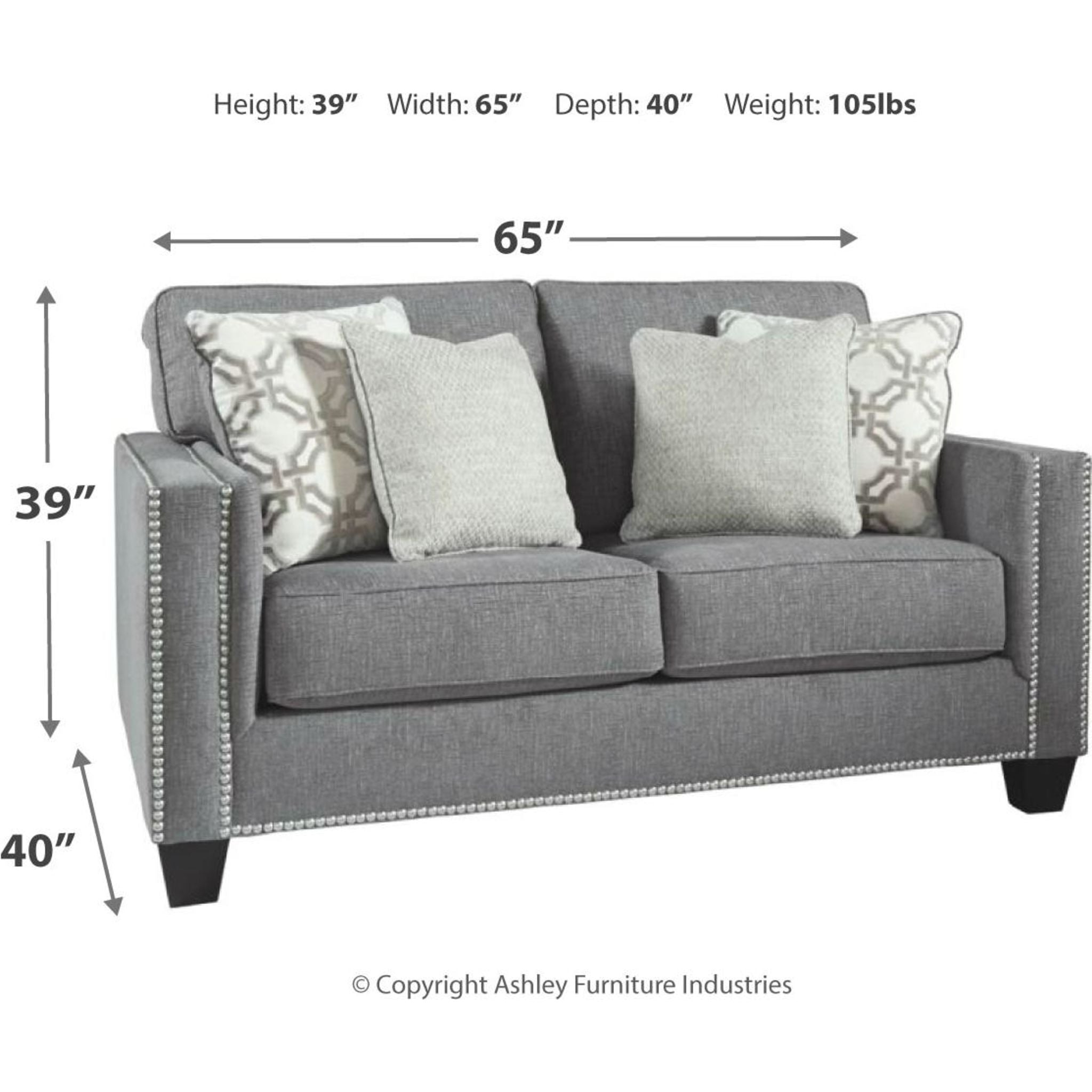 Barrali Loveseat Sofa - Modern 2-Seater Couch with Comfortable Cushions in Soft Gray (Fog) - Perfect for Living Room, Apartment, or Small Space Decor