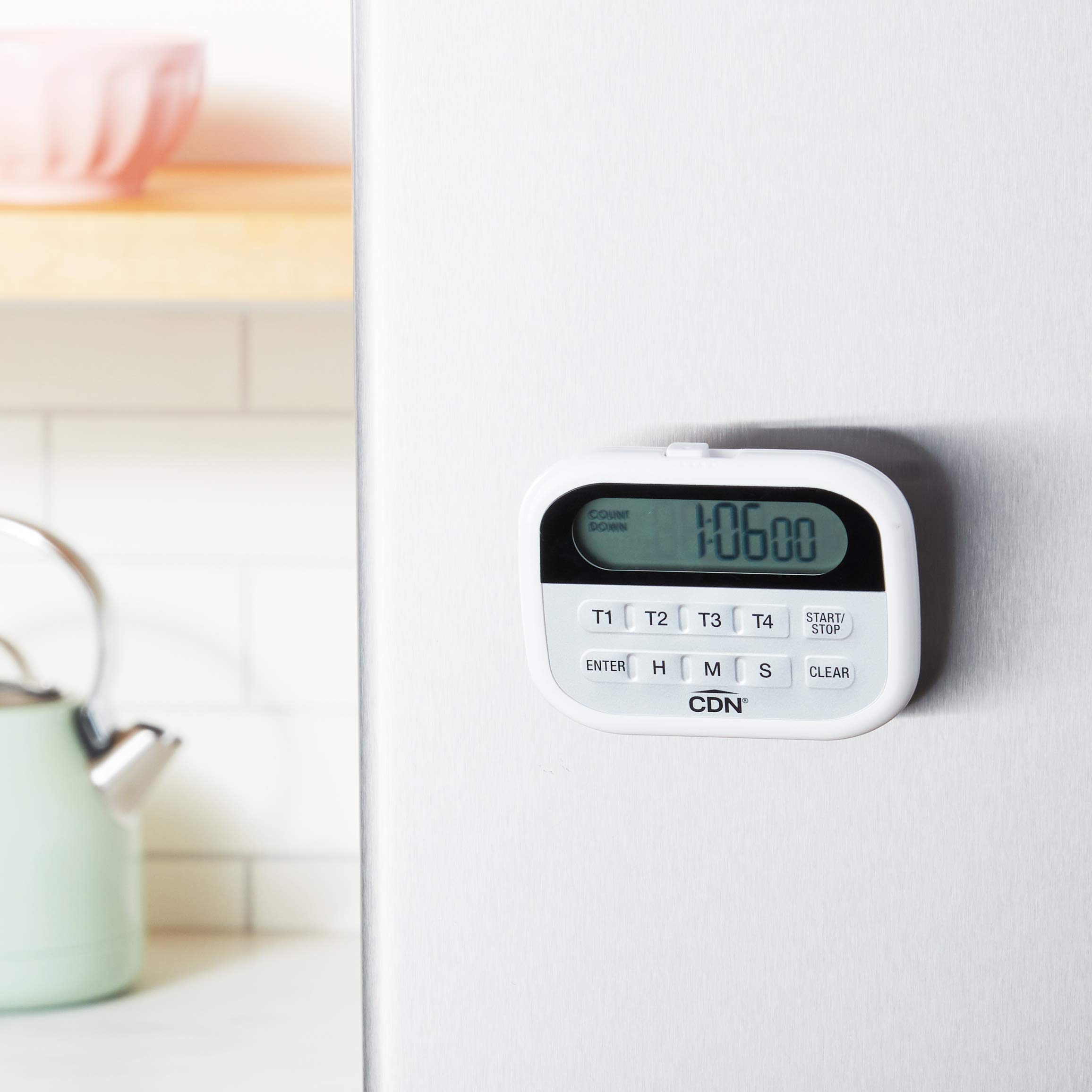 CDN PT2 Component Design Northwest 4-Event Digital Timer Clock - White | Programmable Kitchen Timer for Cooking, Baking, and Home Use