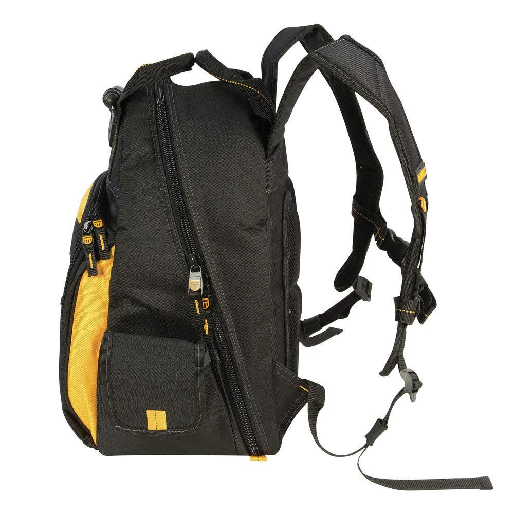 DEWALT 57-Pocket Lighted Tool Backpack for Electricians & Contractors - Heavy Duty Work Backpack with LED Light for Job Sites, Construction, and Outdoor Projects