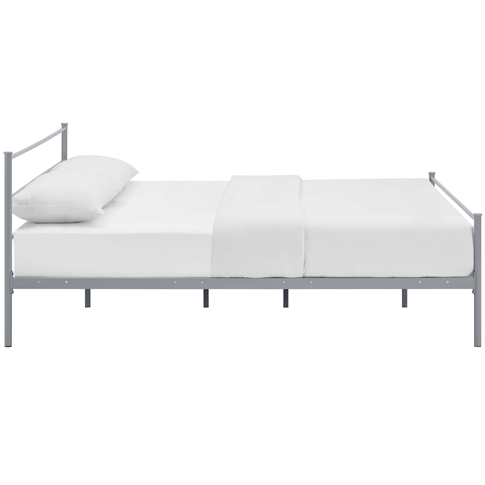 Modway Alina Queen Size Platform Bed Frame with Headboard in Gray - Modern Minimalist Bedroom Furniture for Small Spaces & Apartment Living