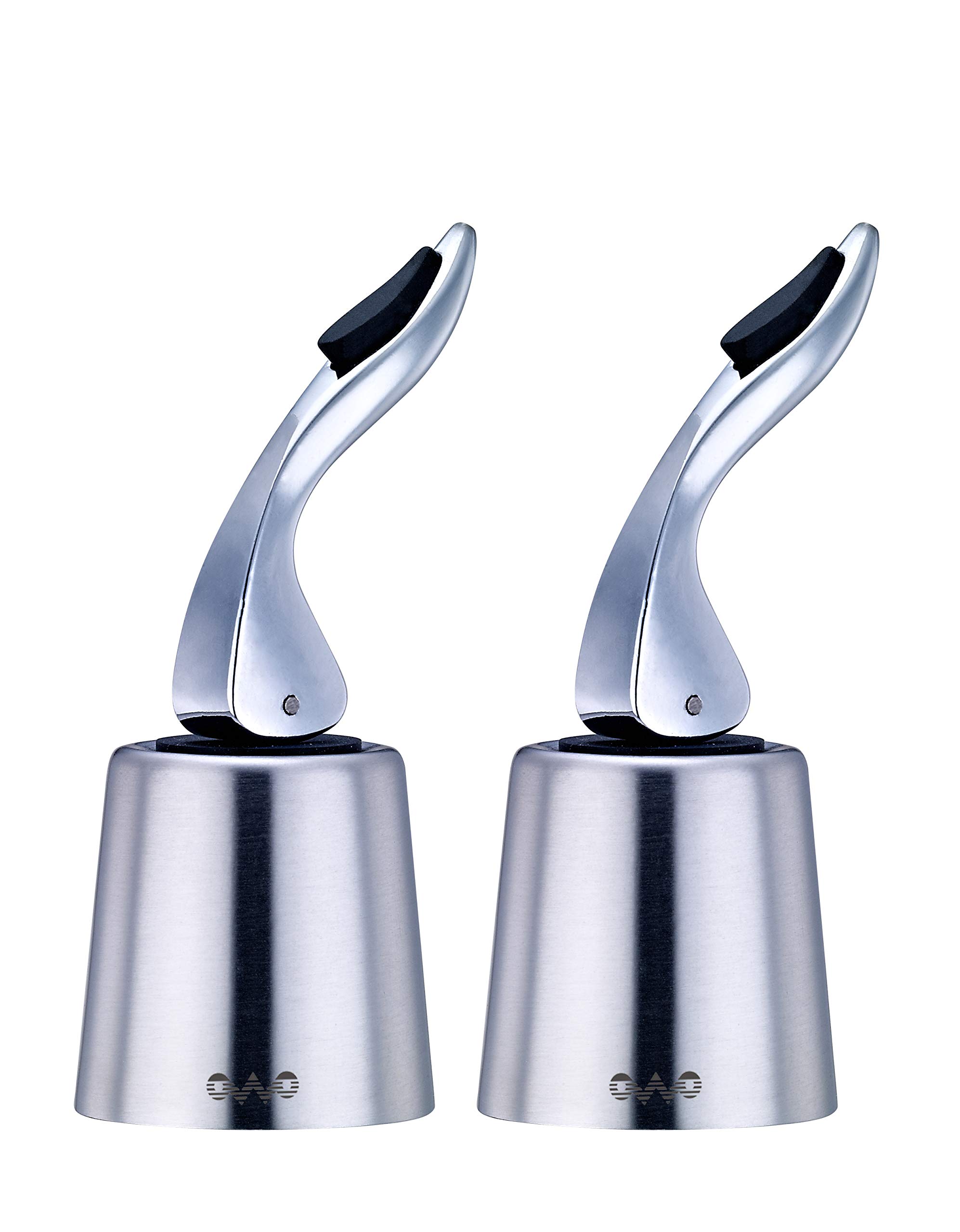 Premium Stainless Steel Wine Bottle Stopper with Silicone Seal - Reusable Wine Saver & Decorative Bottle Sealer (2 Pack, Silver) - Perfect for Preserving Opened Wine Bottles at Home, Parties & Restaurants