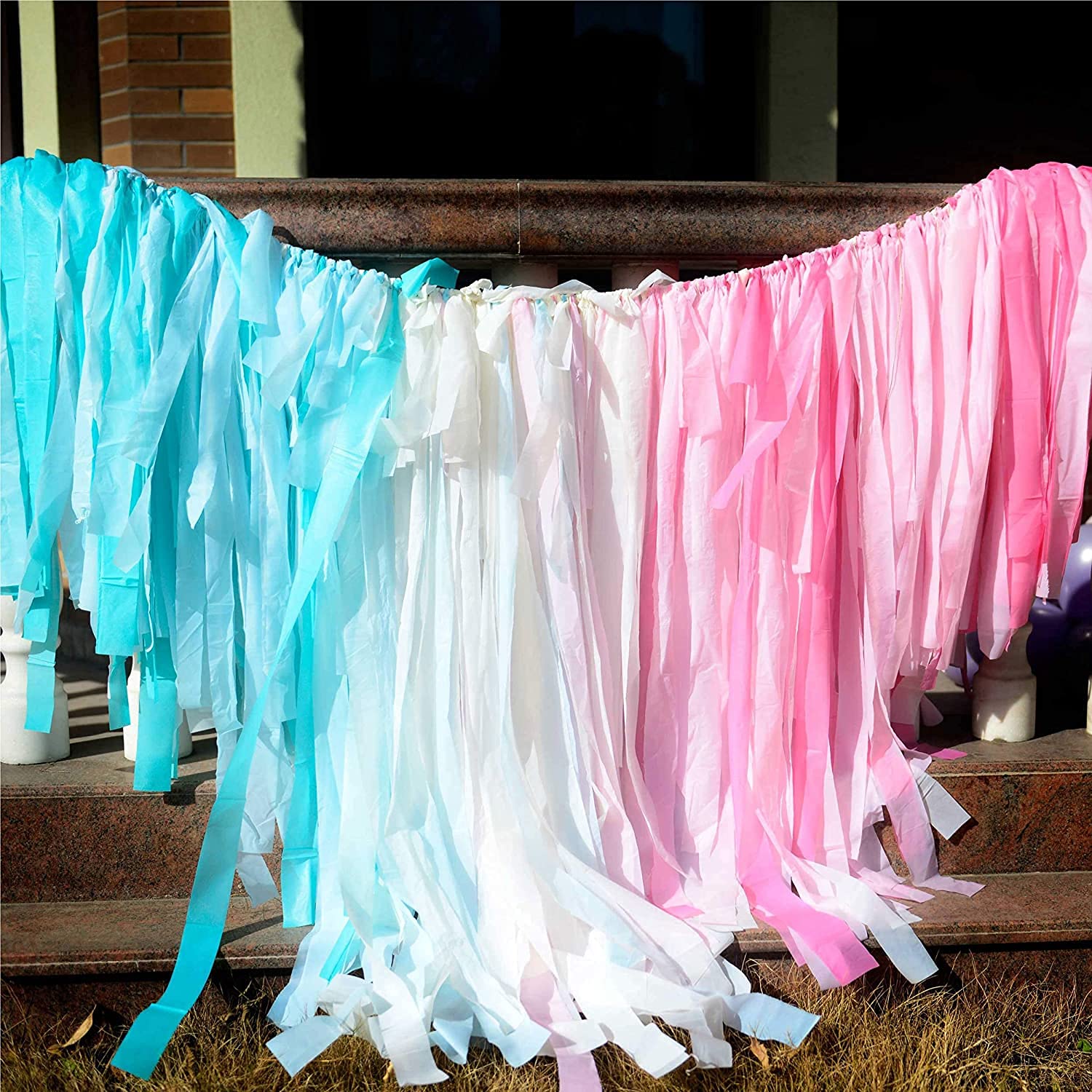 50pcs Light Blue Party Streamers - 24 Color Fringe Backdrop for Frozen Birthday, Winter Baby Shower & Photo Booth Decorations | Plastic Strips for Party, Wedding, Festival & Event Decor