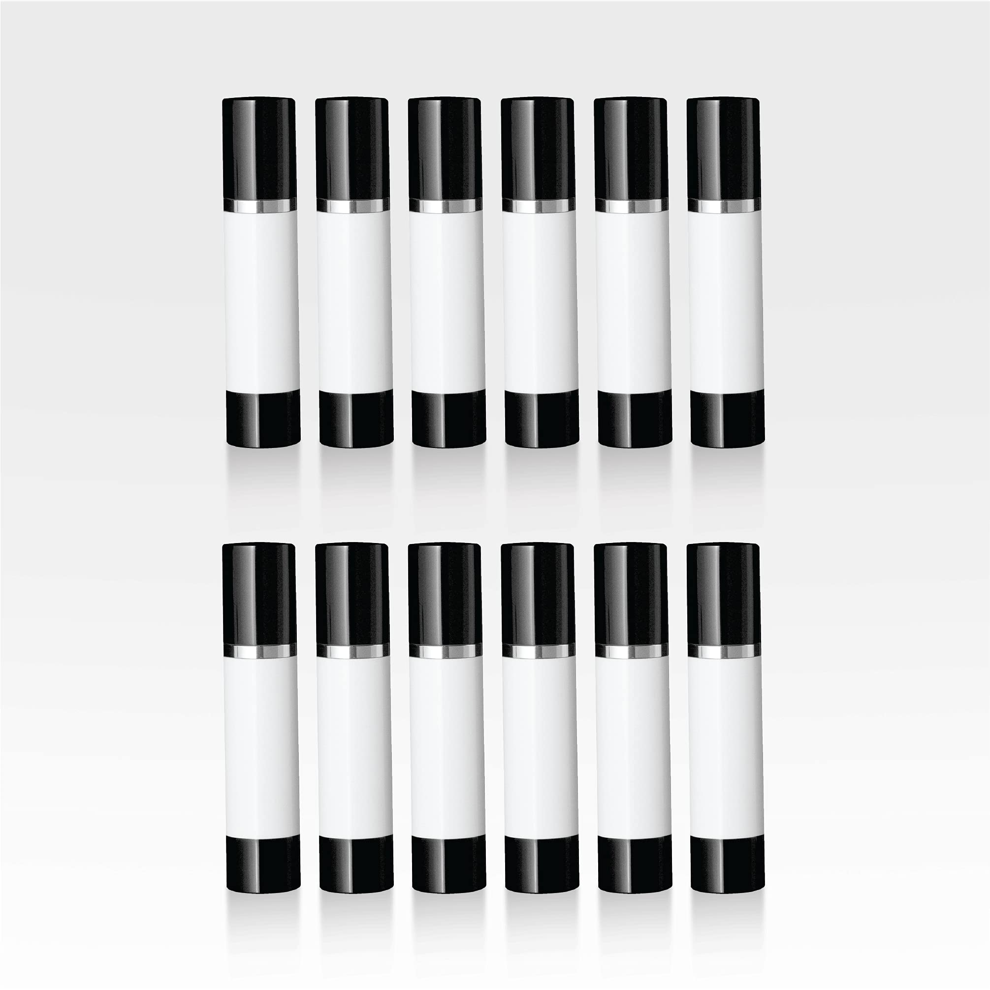 Premium White Airless Bottles with Glossy Black Cap - 30ml, 190-Pack Multi-Pack Bundle for Cosmetics, Skincare & Travel Essentials - Perfect for Serums, Lotions & Creams Storage