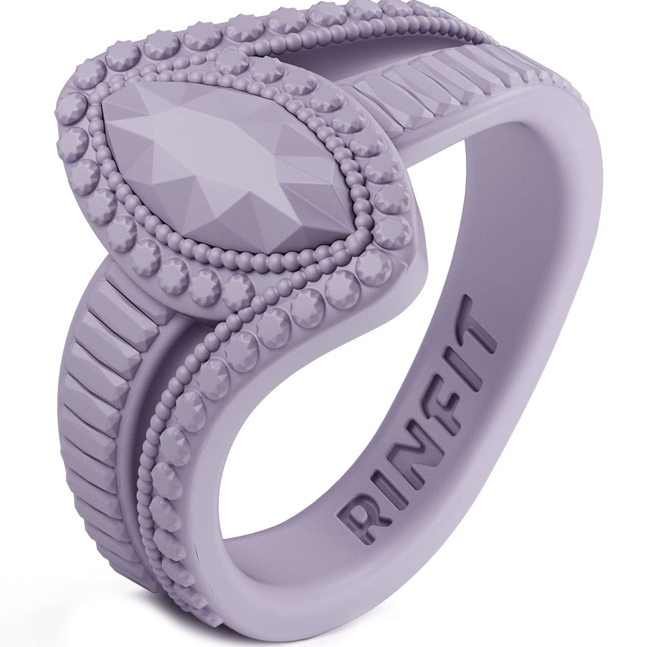 Rinfit Women's Silicone Wedding Bands - Elegant Bridal & Promise Rings for Active Lifestyles | Perfect for Yoga, Gym, Swimming & Outdoor Activities | Marquise & Pear Diamond Design Silicone Rings for Women
