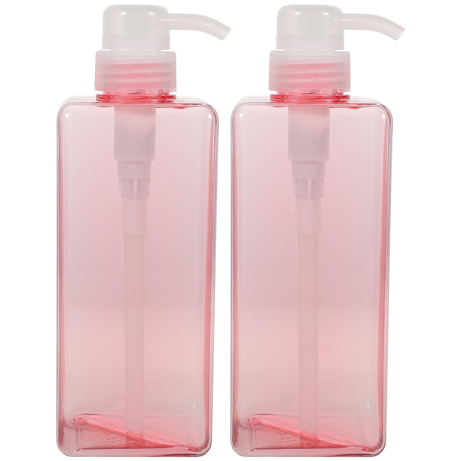 DOITOOL 2PCS 650ML Refillable Pump Dispenser Bottles - Square Lotion Bottle for Shampoo, Body Wash & Hand Soap - Large Capacity Portable Dispenser for Home, Hotel & Travel (Pink) - Perfect for Bathroom, Kitchen & Guest Essentials