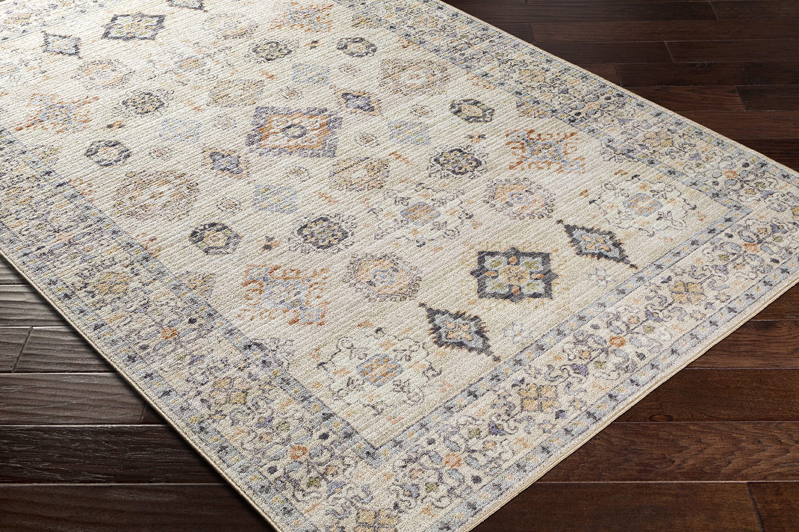 Mark&Day Washable 5x7 Area Rug - Park Forest Traditional Beige, Orange & Grey Machine Washable Carpet for Living Room, Bedroom, Kitchen | Soft & Durable Floor Mat for Home Decor, Pet-Friendly & Easy Clean (5'3